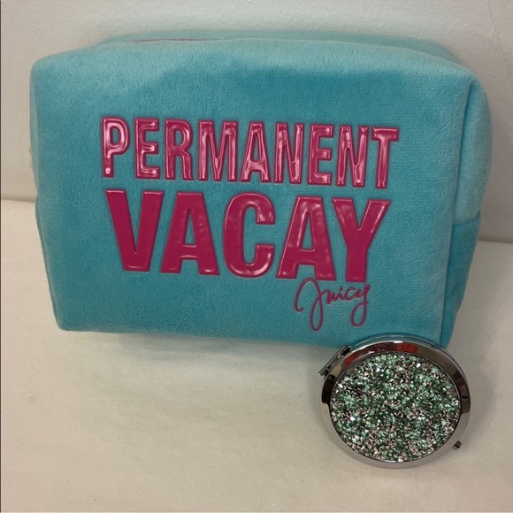 Juicy Couture Handbags - Juicy Couture "Permanent Vacay" Velour
Cosmetic Bag with Crystal Compact Mirror